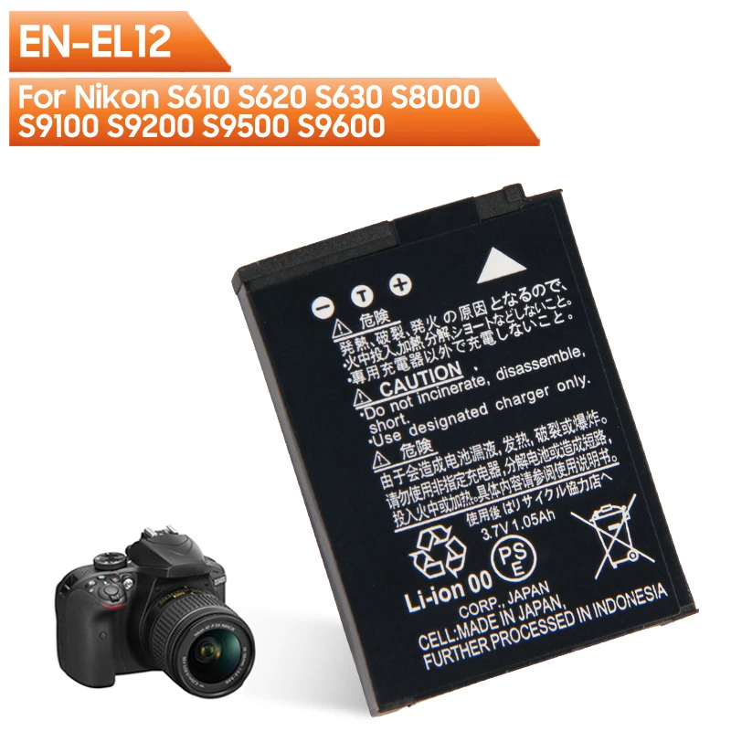 Batteria Di Ricambio En-El12 Per Nikon S8100 S8200 S9100 S9500 S9600 S9200 P300 P310 Keymission360 Keymission170 S9900 A900 Aw130