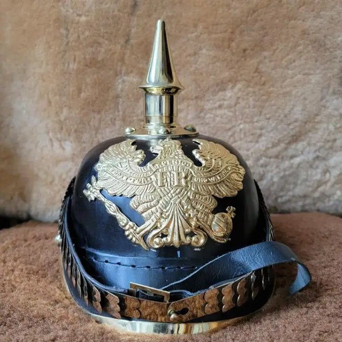 Casco Militare Tedesco Prussiano Cappello In Pelle Pickelhaube Spikes Uomo Vintage Fr