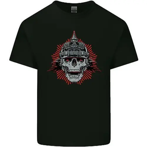 Pickelhaube Skull Prussian Helmet Biker T-Shirt Da Uomo In Cotone Tee Top
