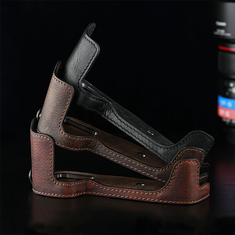 Genuine Leather Camera Case Bag Half Body Cover For Canon Eos 5D3 5Ds 5Dsr 5D4 6Dii