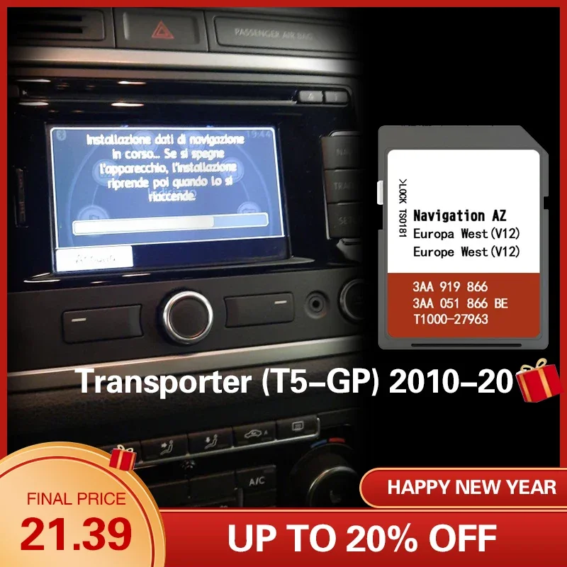 Per Vw Transporter (T5-Gp) 2010-2015 Cover Germania Polonia Paesi Bassi Map Naving Sd Card