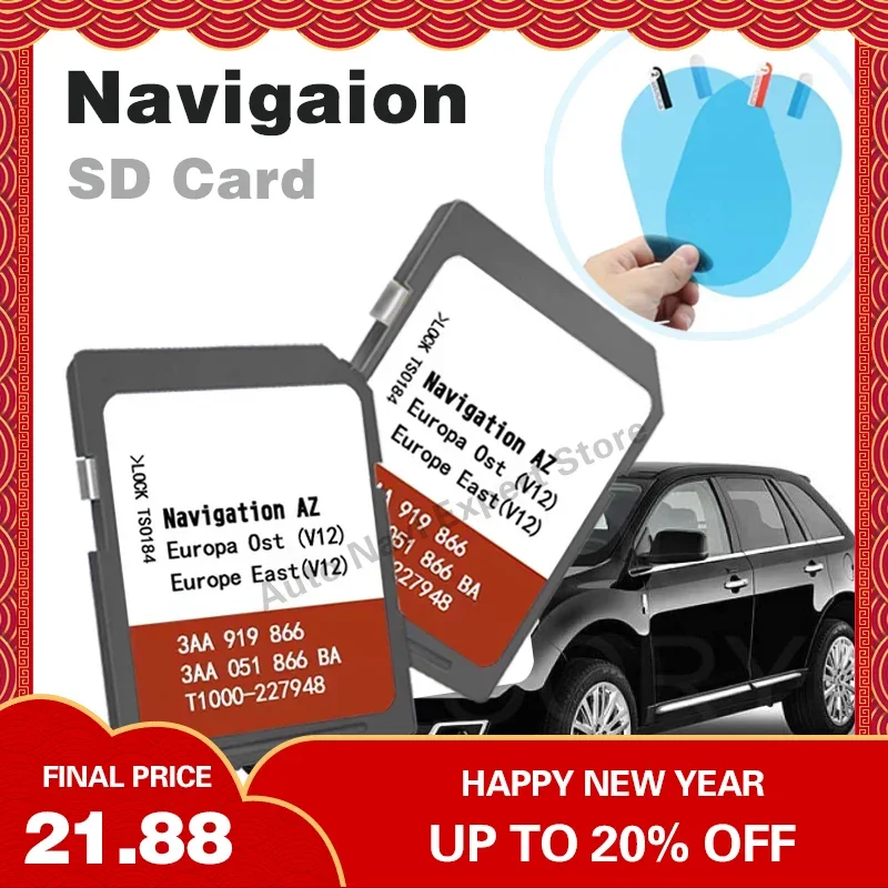 Az V12 Ost Sd Card Per Rns 315 Seat Per Vw Skoda Amundsen + Media 2.1 2.2 Europa Orientale V12 Con Flim Antiappannamento