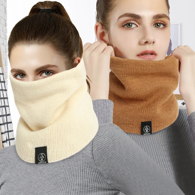 Plus Fleece Winter Knitted Neck Cover Cappelli Donna Uomo Soft Addensare Collar Scaldino Regolabile Snood Hat Sciarpa Pure Snood Sciarpe