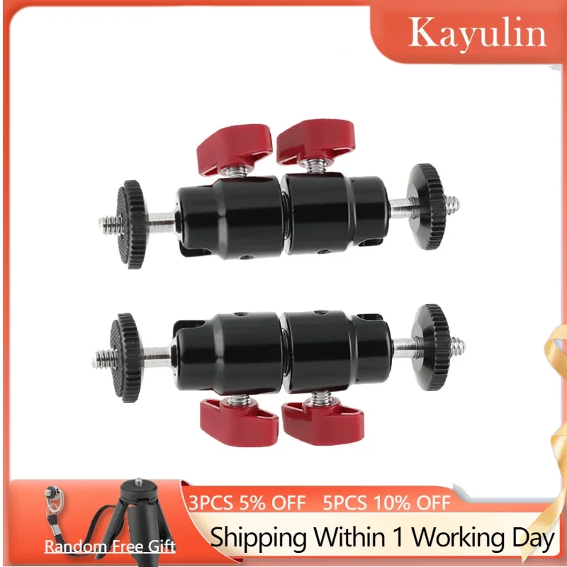 Kayulin Mini Testa A Sfera Doppia Estremità Regolazione Flessibile Girevole A 360 ° Per Monitor Dsl Camera Flash Light (Manopola Rossa/Nera)