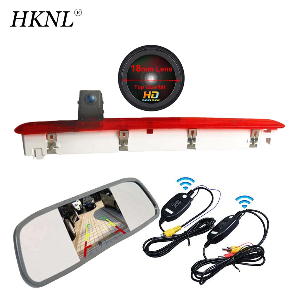 Per Vw T6 Bus 1 Porta Hknl Hd Lens Car Reverse Camera Con Specchio 2.4Ghz Wireless Transporter Business Hekklappe Brake Light Red