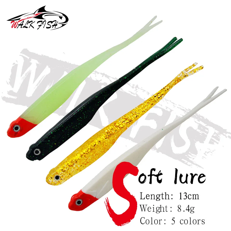 Walk Fish 4 Pz 13Cm 8.4G Forcella Coda Soft Lure Bait Belly Open Fishing Artificail Lures Fishigng Tackle Wobbler Shad Bait Swimbait