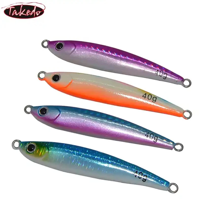 Takedo 40G 7.5Cm Luminous Belly Metal Jigging Lure Esche Da Pesca Ad Affondamento Rapido Esche Artificiali Per Tonno Bass Flatfish