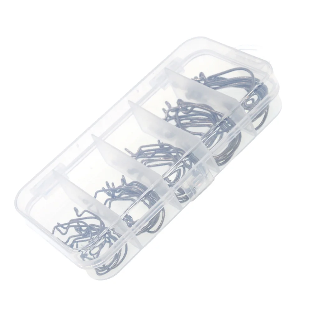 50Pcs Wide Belly Crank Hooks Texas Rig Fishing Worm Bait Amo Da Pesca Ocean Fishing Tackle Pesca In Barca (Argento)