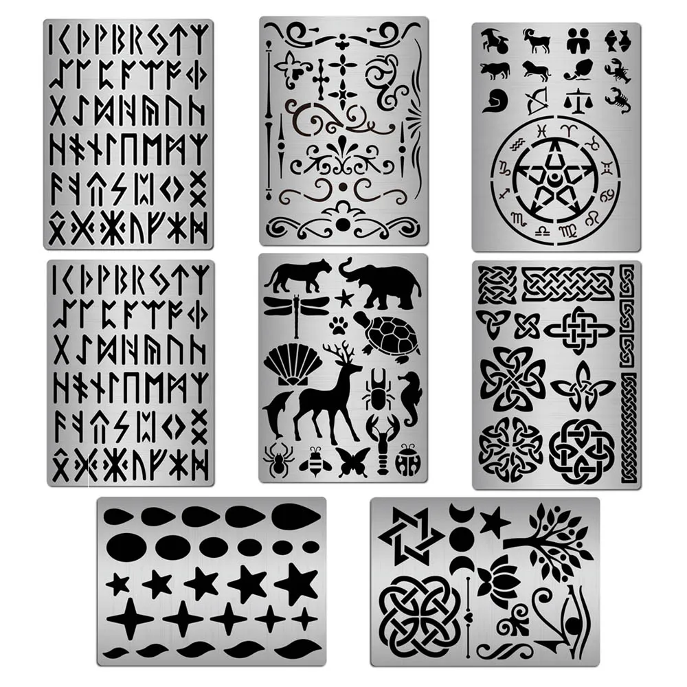 Runes Stencil In Acciaio Inossidabile Antico Alfabeto Elder Futhark Plantillas Modello Abecedarios Stencil Con Lettere Di Carattere Gotico