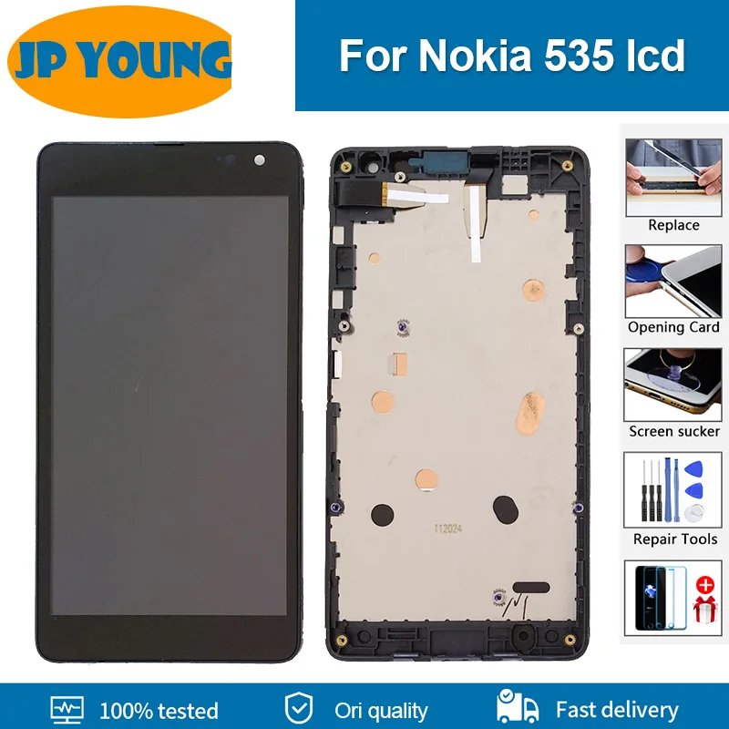 100% Testato Per Nokia Lumia 535 2C Display Touch Screen Digitizer Assembly Con Cornice Display Lcd N535 Rm-1090 Per Versione 2S
