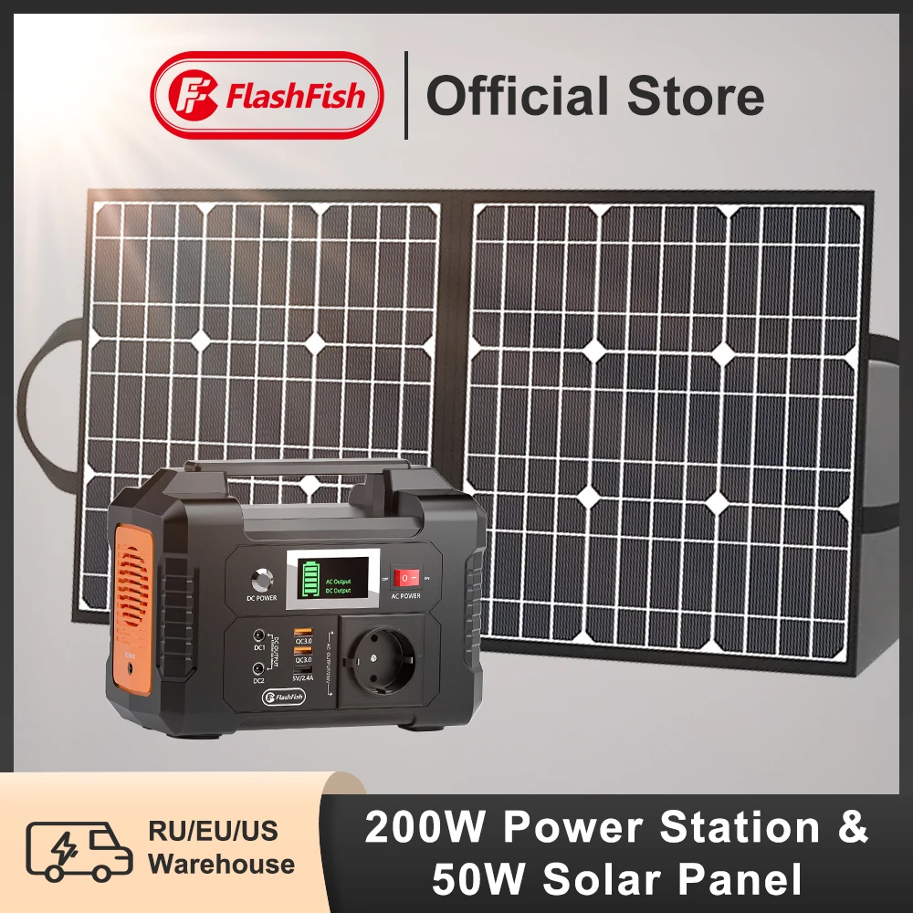 Ff Flashfish E200 Centrale Elettrica Portatile 200W 151Wh Generatore Solare Con Pannello Solare 50W Batteria Kit Completo Serie