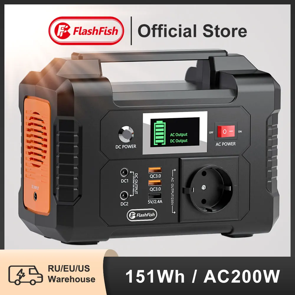 Ff Flashfish E200 Centrale Elettrica Portatile 200W Generatore Solare 151Wh Batteria Ac Dc Telecamera Esterna Drone Alimentazione Carica Solare