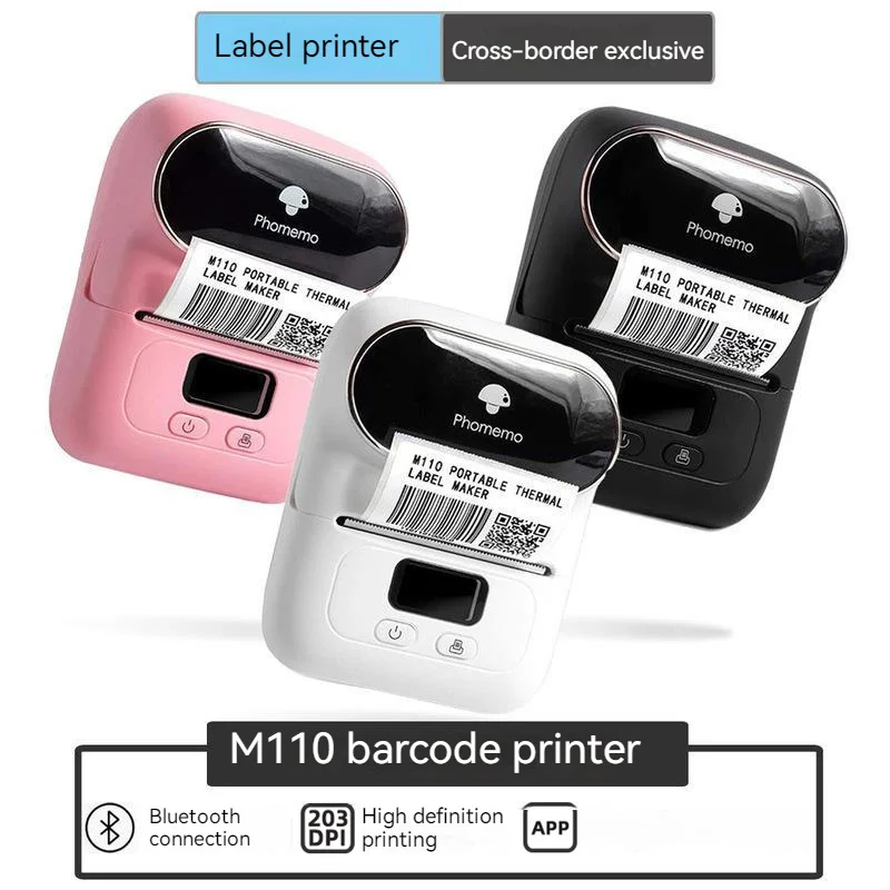 Nuovo Phommemo M110 Thermal Wireless Label Printer Sticker Mini Printer Barcode Bluetooth Label Maker Stampanti Per Cartellino Del Prezzo App Gratuita