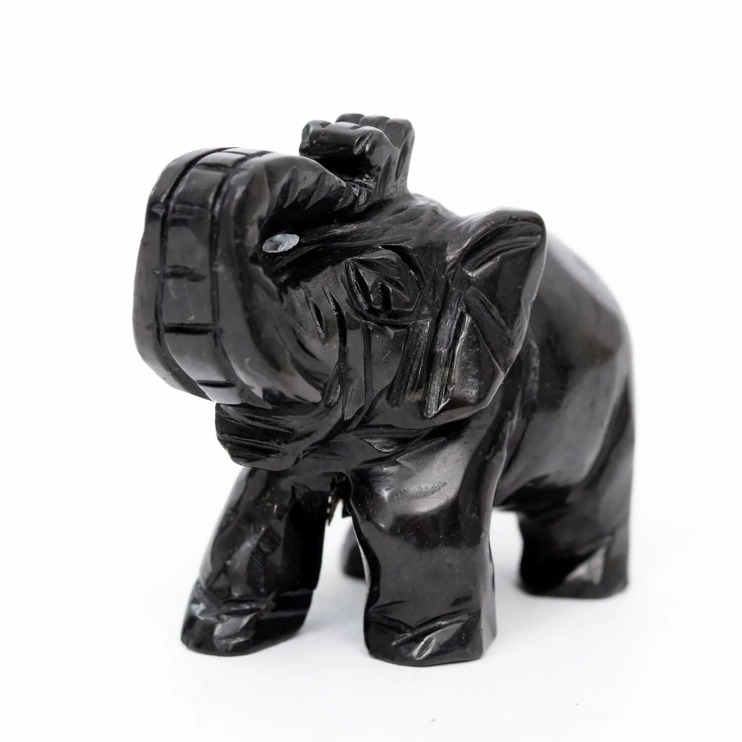 Authentic Shungite Carved Elephant Sculpture Animal Stone