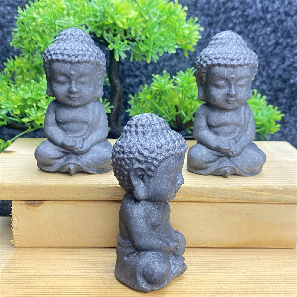 Shungite Naturale Intagliato A Mano Baby Buddha Meditation Crystal Tea Pet Fish Tank Companion Garden Little Tathagata Home Decor