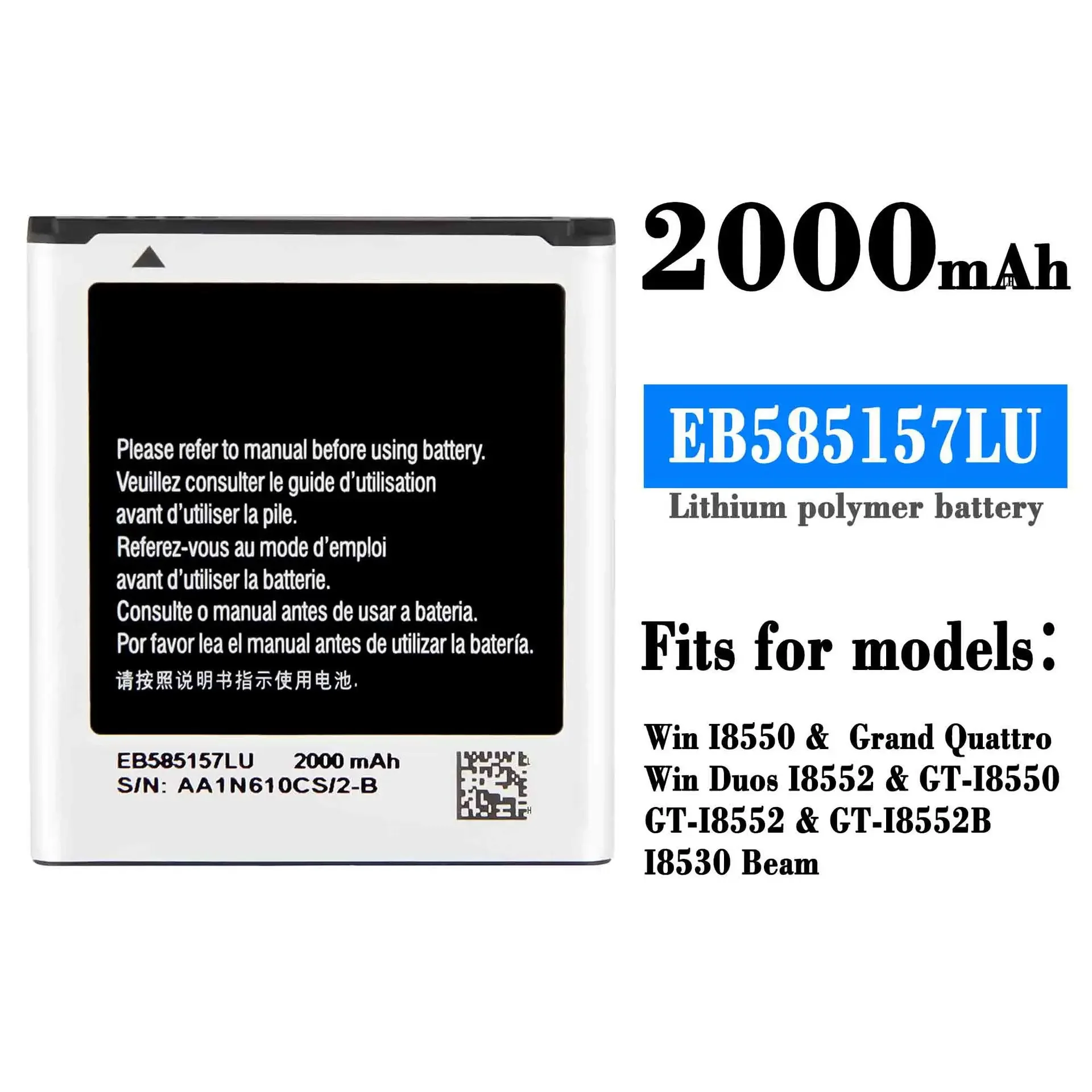 Per Samsung Galaxy Core 2 Duos I8520 I8530 I8550 I8552 I869 I8558 I8552B Telefono Eb585157Lu 2000Mah Bateria Ad Alta Capacità