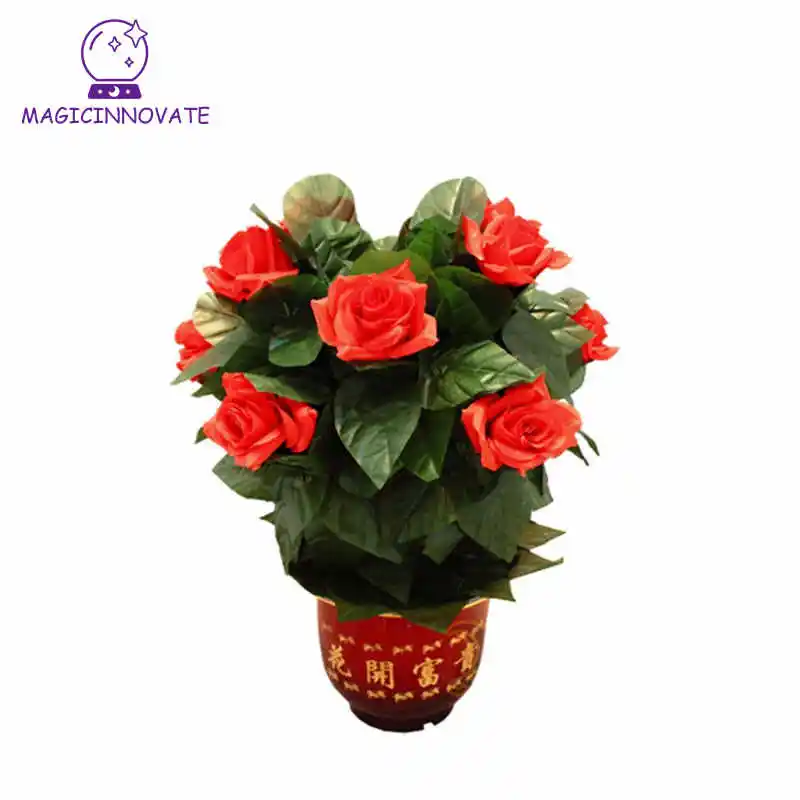 Fiore Blooming Rose Bush Telecomando 10 Fiori Che Appariscono Rose Magic Trick Illusion Wedding Regalo Di San Valentino