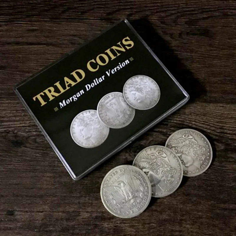 Triad Coins (Morgan Gimmick) Trucchi Magici Producono Vanish Change Three Coin Magia Close Up Illusions Gimmick Puntelli Mentalism Fun
