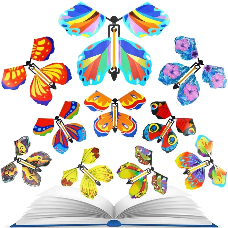 Magic Flying Butterfly Fairy Flying Toys Wind Up Butterfly Toys Decorazione Per Segnalibro Biglietto Di Auguri Surpris Gift Party Favor