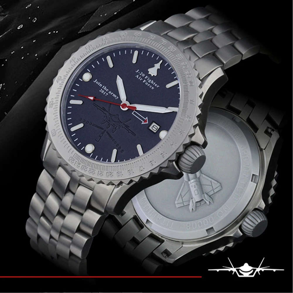 Orologi Militari In Titanio Da Uomo Pilota Orologi Da Polso Meccanici Automatici 100M Diver Luminoso Zaffiro Orologi Militari 42Mm Air Force