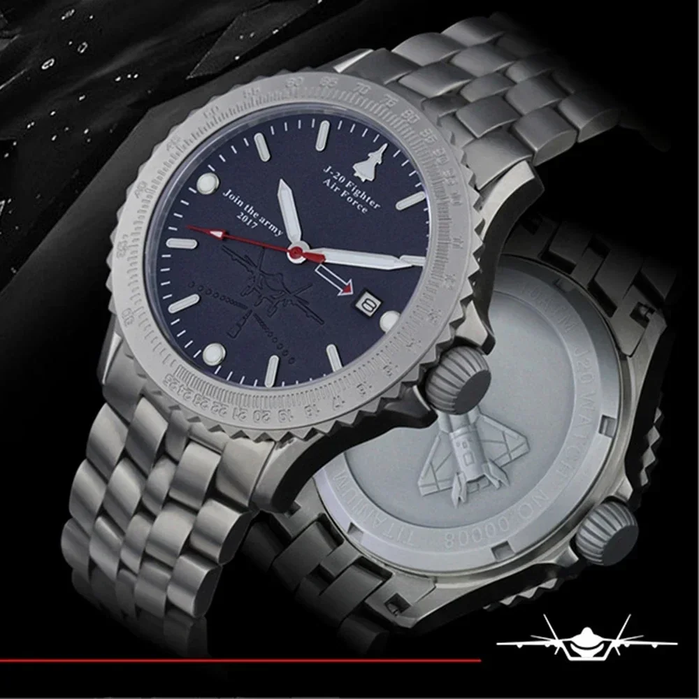 Orologi Militari In Titanio Da Uomo Pilota Orologi Da Polso Meccanici Automatici 100M Diver Luminoso Zaffiro Orologi Militari 42Mm Air Force