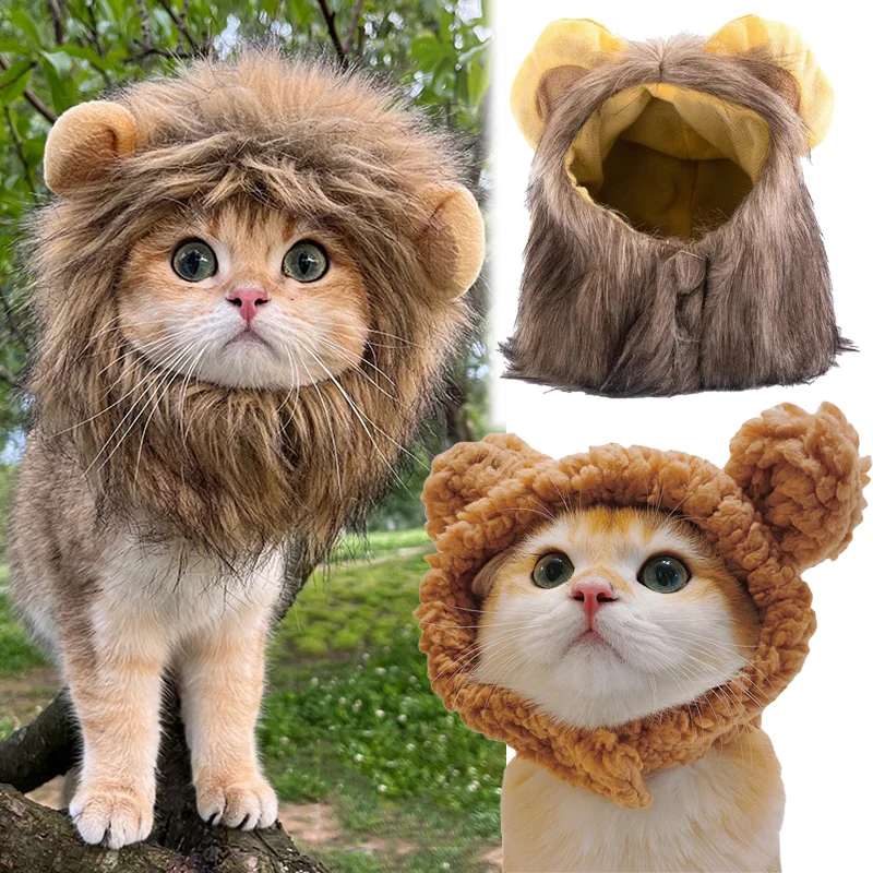 Lion Wig Hat For Pets Fun Cat Dog Accessori Per Cani Di Piccola Taglia Gatti Cute Criniera Cap Fancy Dress E Cosplay Pet Hair Cap Supplies