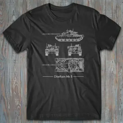 T-Shirt Militare-Chieftain Mk5 Battle Tank Technical Blueprint - Tee Shirt Tee Shirt Unisex