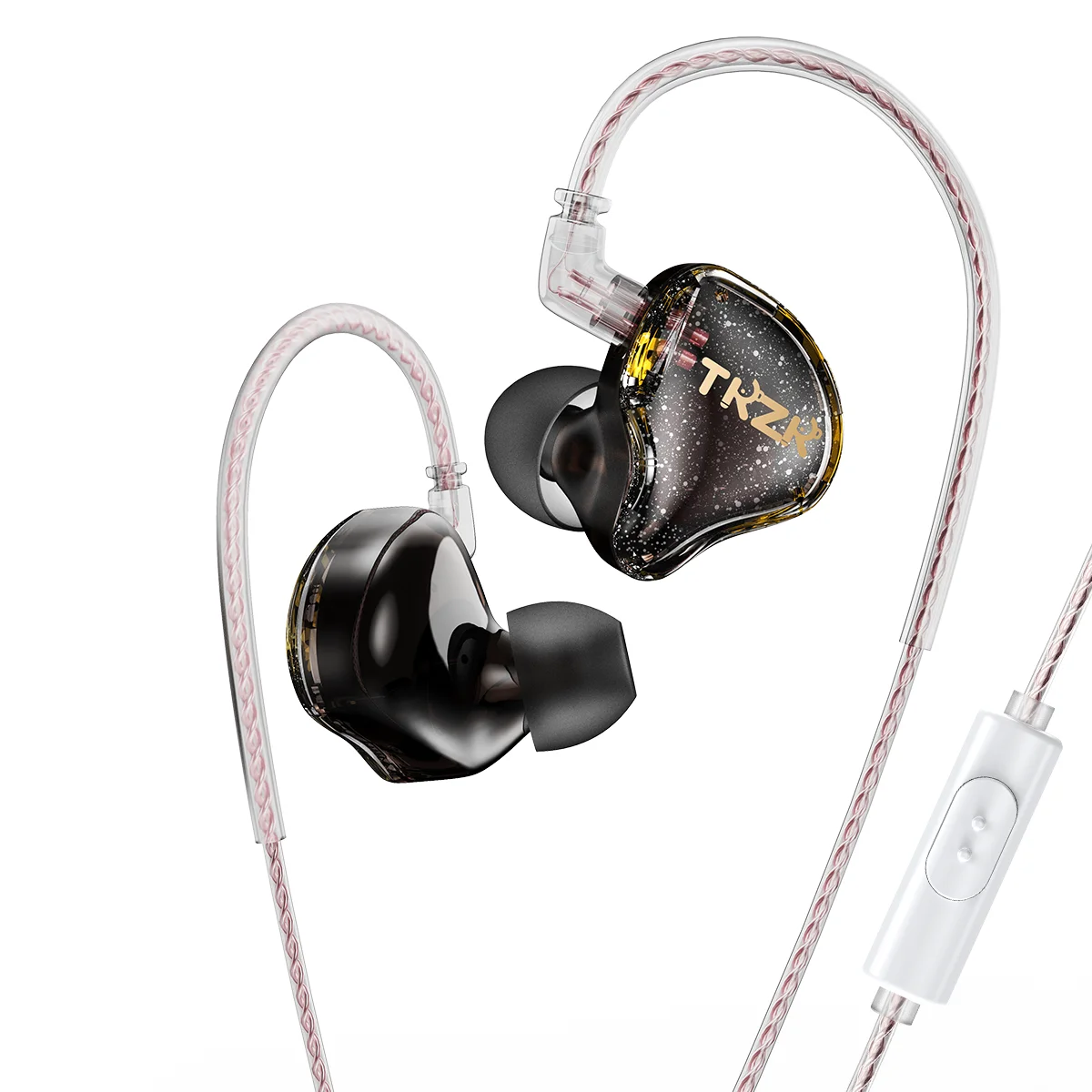 Tkzk Tk01 Auricolari Con Driver Dinamico Circuito Magnetico A 2Pin Placcato In Oro Dd In Ear Monitor Doppio Cavo Ofc Parallelo Hearphones Kz