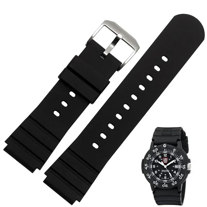 Per Accessori Dell'Esercito Luminox 3001 21Mm Resina Gomma 0321 Interfaccia Convessa Cinturino Impermeabile Nero In Silicone Da Uomo