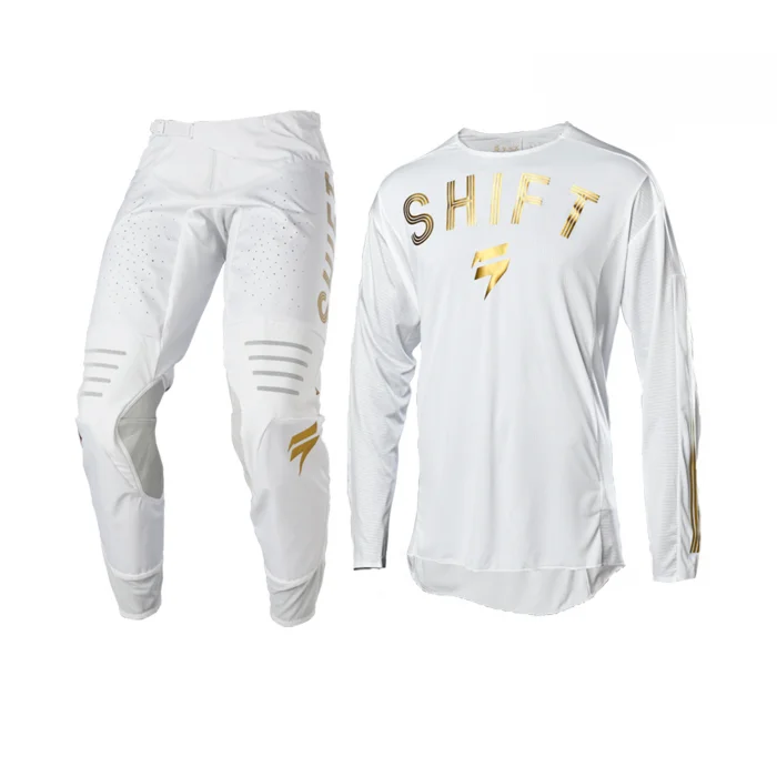 2022 Top White Gold Shift Vega Le Moto Dirt Bike Jersey Set Shift Mx 3Label Motocross Gear Set Traspirante Moto Jersey E Pantaloni