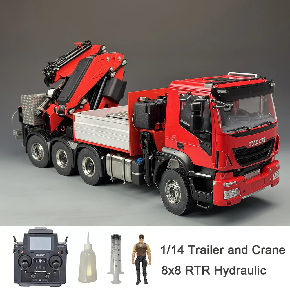 Gru Rc 8X8 Gru Idraulica Per Rimorchio Tamiya 1/14 Gru In Metallo Con Sterzo Posteriore F1650 Modello Di Gru Montata Su Camion Giocattolo