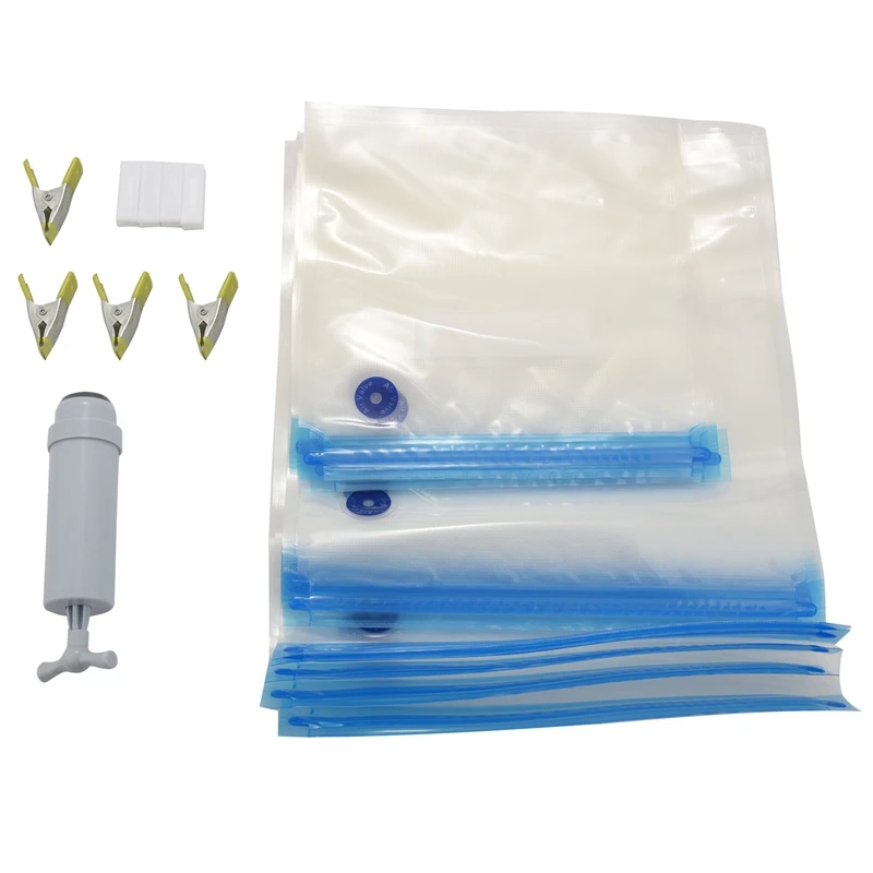 Sacchetti Eas-Sous Vide Riutilizzabili-30 Sacchetti Sous Vide Riutilizzabili + Clip Sous Vide, Sigillante Per Sacchetti Sous Vide, Pompa A Mano Per Vu
