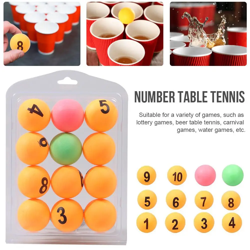 Numero 12 Pezzi Intrattenimento Da Ping Pong Palline Da Ping Pong Colorate Numerate Beer Pong Raffle Ball Per Giochi Di Allenamento Da Ping Pong