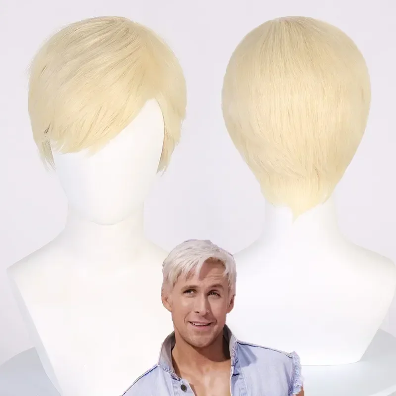 Hot Movie Ken Barbie Parrucca Cosplay Parrucche Bionde Corte Per Ken Halloween Costume