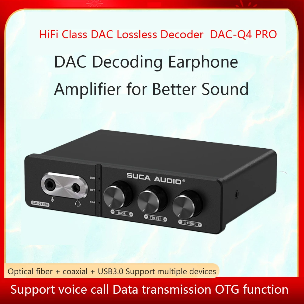 Suca Dac-Q4 Pro Dac Decoder Sound U-Tron Hifi Audiophile Audio Usb Disk Player Giradischi Cellulare Auricolare Microfono Preamplificatore