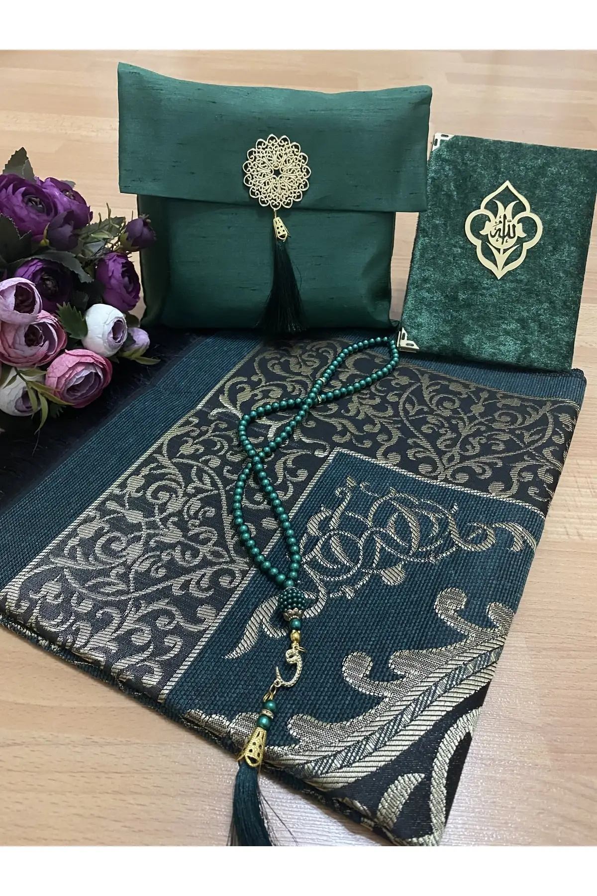 Musulmano Ramadan Culto Seti Muslum Set Regalo Tappetino Da Preghiera Rosario Di Perle Materiale Hajj Umrah Mawlid Kuran Yasin Seti Madre Turca Ehindr