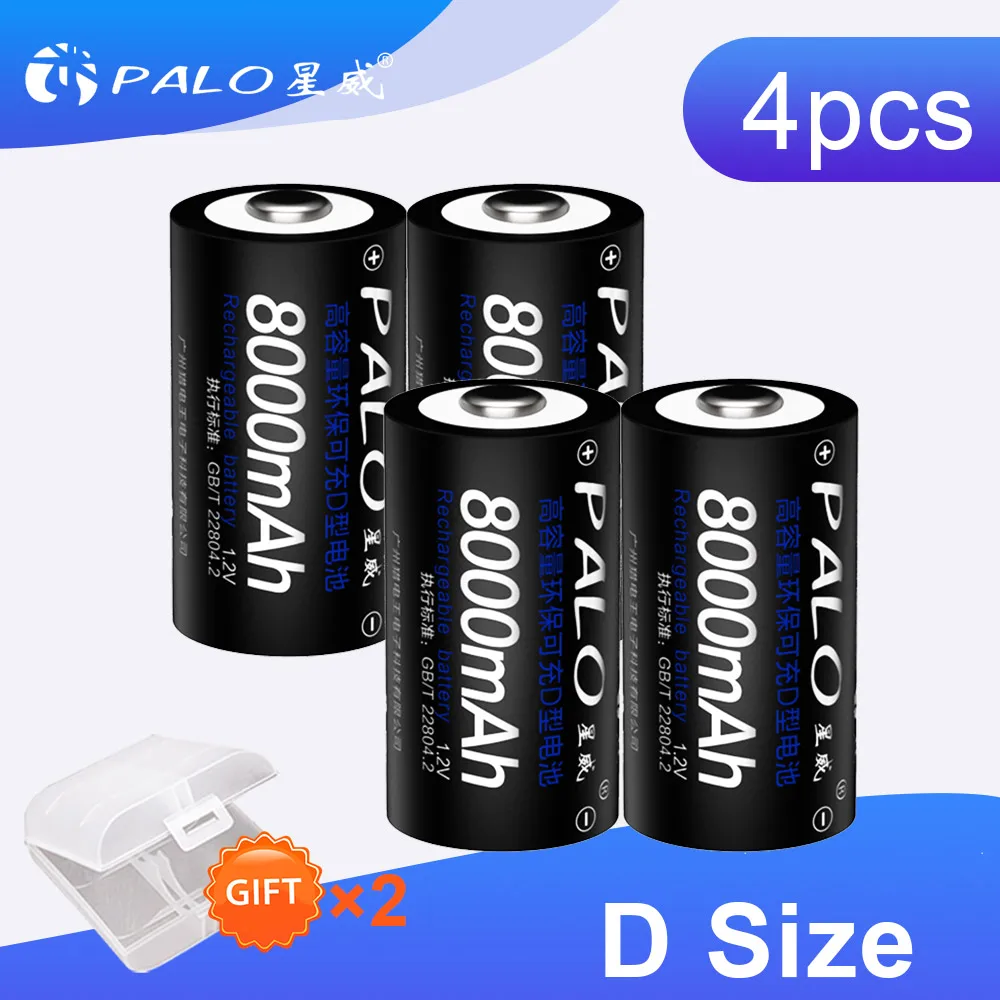 Batterie Ricaricabili Palo 8000Mah 1.2V D Per Torcia Fornello A Gas Radio Frigorifero Con Scatola Batteria D Batteria Nimh