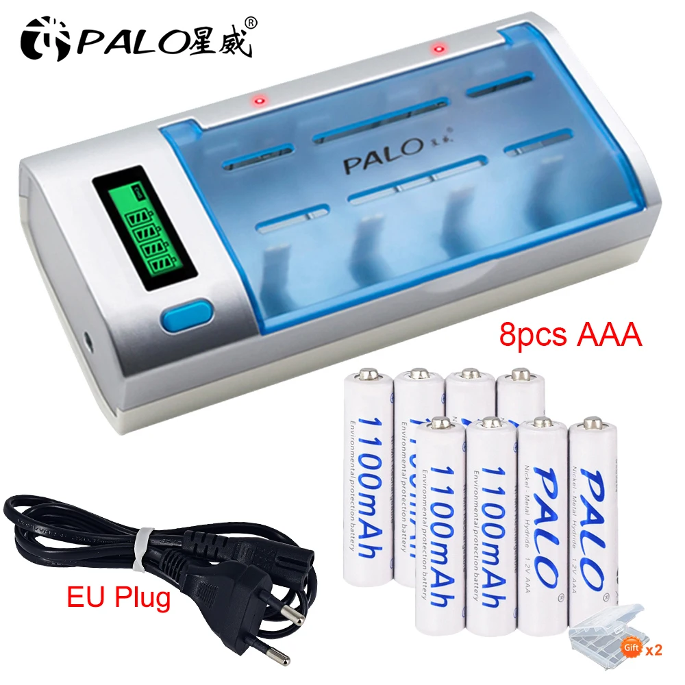 Palo 1.2V Aa Aaa C D Nimh Batteria Ricaricabile Lcd Smart Charger + 1.2V Nimh Aaa Batteria Ricaricabile Per Microfono Fotocamera Giocattolo