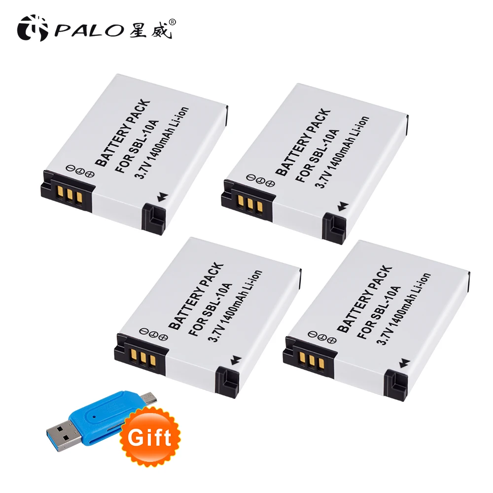 4Pcs 3.7V Slb-10A Slb10A Slb 10A Batterie Per Foto/Videocamera Per Samsung Pl50 Pl60 Pl65 P800 Sl820 Wb150F Wb250F Wb350F Wb750 Wb800F Wb500