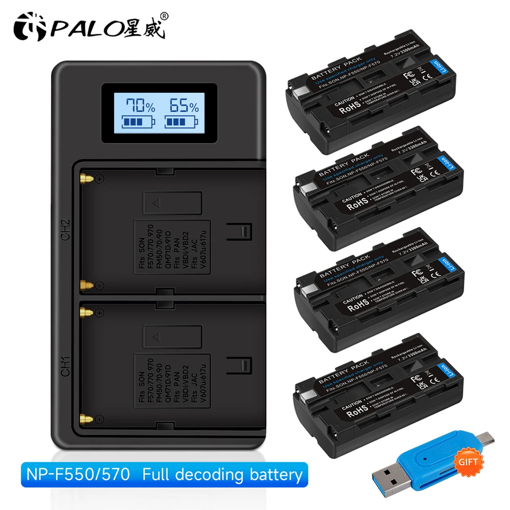 Palo Np-F550 Np-F330 Np F550 Np F330 Fotocamera Batteria + Lcd Doppio Caricatore Usb Per Sony Np-F550 Np-750 Np-960 Yongnuo Luci Della Fotocamera