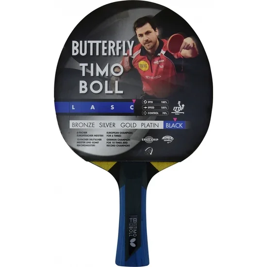 Racchetta Da Ping Pong Approvata Ittf Nera A Farfalla Timo Boll 85031