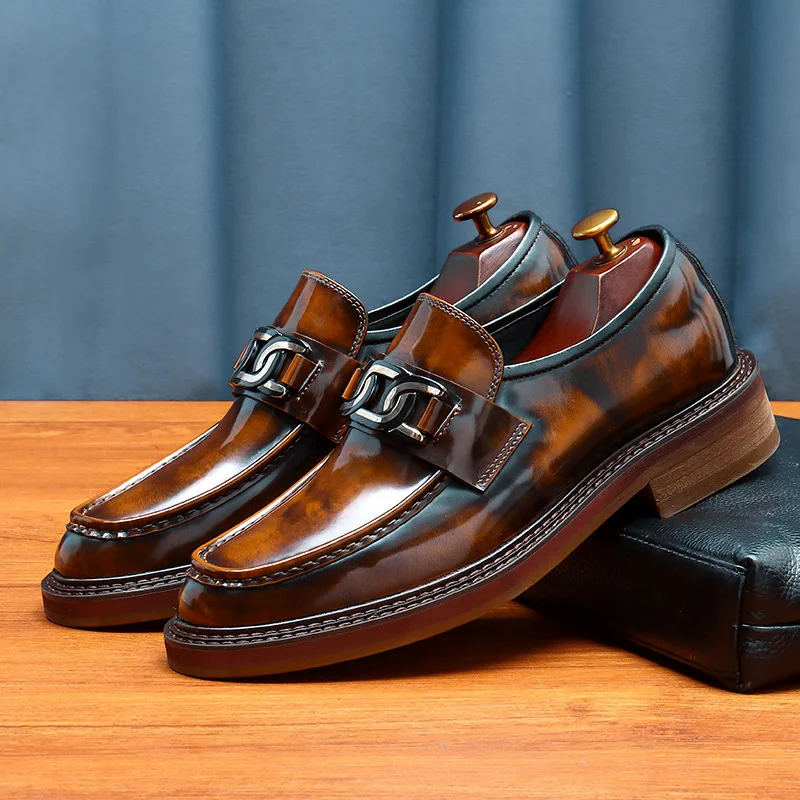 Nuovo Sapato Social Masculino Couro Legitimo Zapatos Hombre Vestir Lujo Estilo Italiano Mocassini Scarpe Per Uomo