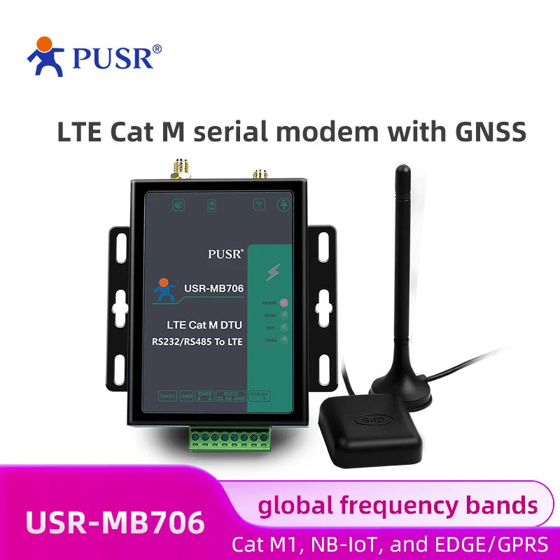 Modem 4G Cellulare Industriale Seriale Pusr Rs232/Rs485 Modem Lte Cat M A Frequenza Globale Con Slot Per Scheda Gnss E Sim Usr-Mb706