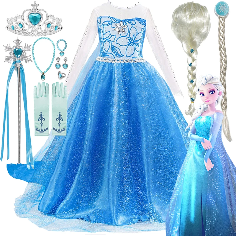 Disney Frozen Elsa Princess Dresses Frozen Elsa Costumi Cosplay Neonate Abiti Carnevale Purim Compleanni Vestiti Per Feste