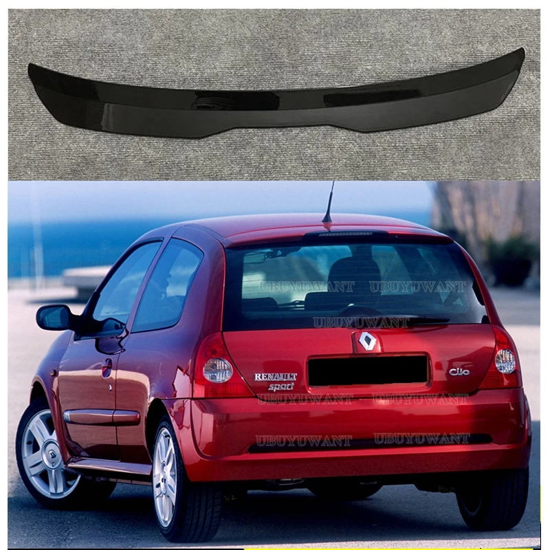 Ubuyuwant Per Renault Clio Mk2 Racing Spoiler Posteriore Abs Plastica Carbon Look/Tetto Nero Lucido Per Renault Clio 2 Spoiler Lip