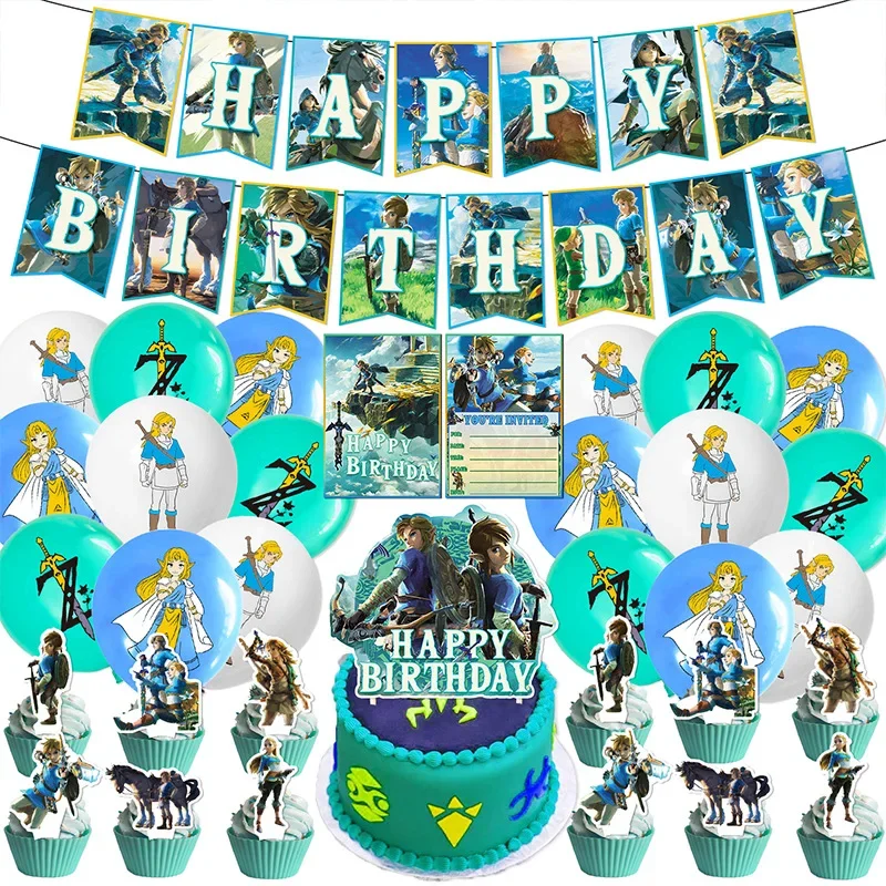 The Zeldaes Tears Of The Kingdom Party Decoration Flagging Balloon Biglietti Di Auguri Per Feste Di Compleanno Per Bambini Forniture Per Feste Regalo