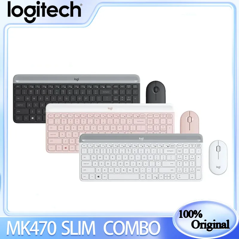 Logitech Mk470 Wireless Quiet Keyboard Mouse Set Office Business Portable Light Computer Desktop Laptop Special Usb