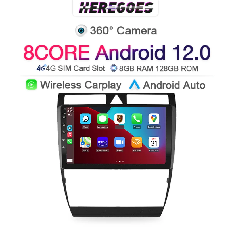 Lettore Video Multimediale Per Auto Dsp Carplay 2Din Per Audi A6 S6 Rs6 1997 1998 -2004 360 Telecamera Panoramica 4G Lte Navi Gps Radio Dsp