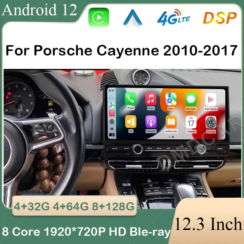 Android 12 Schermo Blu-Ray Unità Principale 12.3 "Per Porsche Cayenne 2010-2017 Carplay Auto Car Multimedia Player Navigazione Gps Dsp 4G