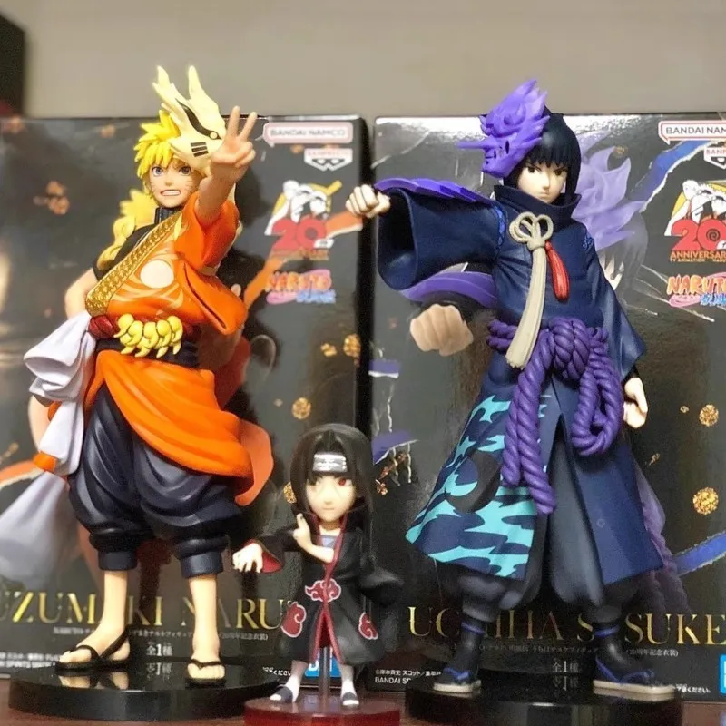In Magazzino Originale Naruto Uzumaki Sasuke Anime Figure Shippuden Action Figure Animazione 20Th Anniversary Collector Toys Dolls